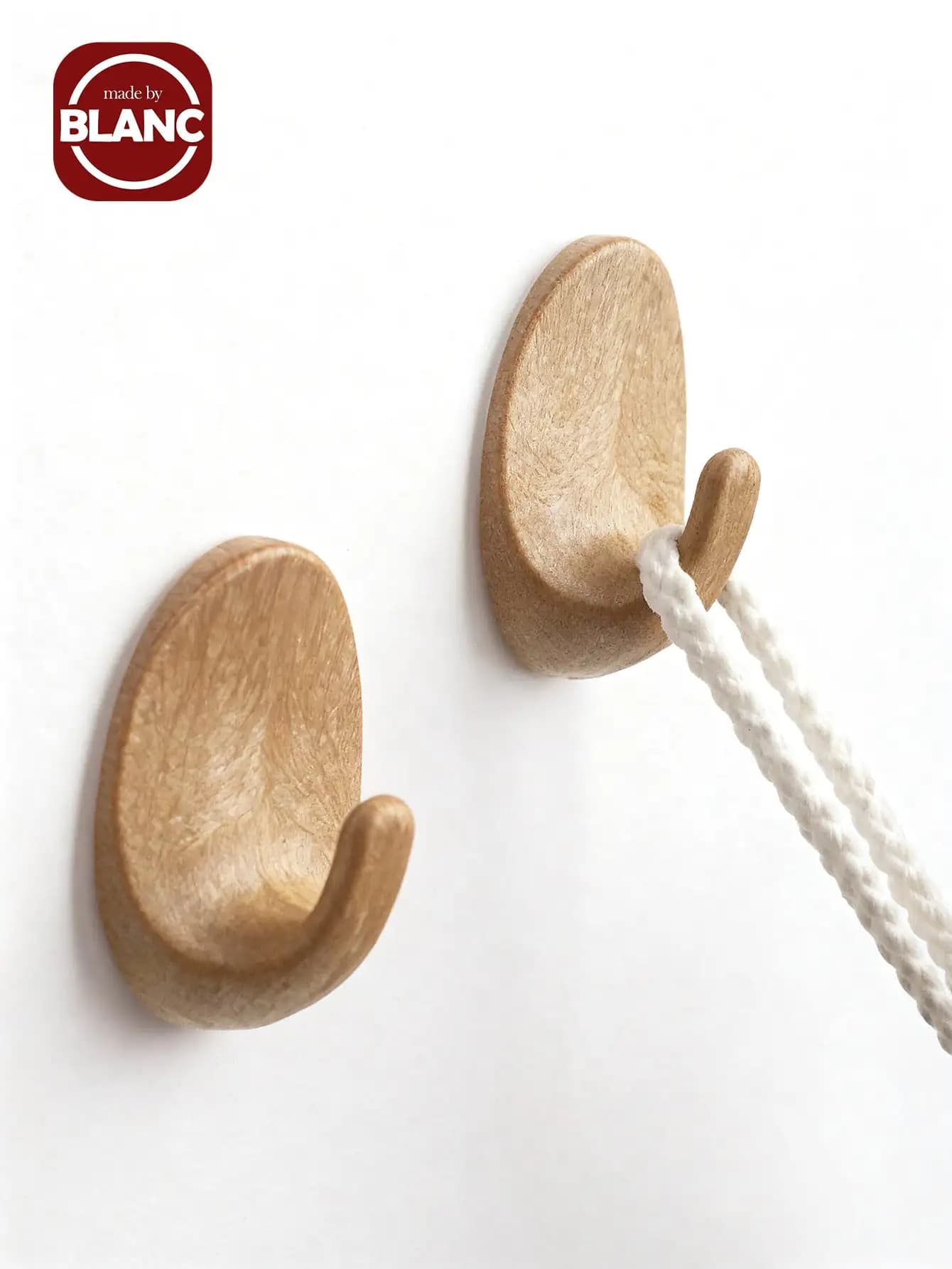 4pcs/8pcs Oval Faux Wood PS No Drill No Nail Wall Mounted Waterproof Oily Plastic Wood Grain Adhesive Hooks