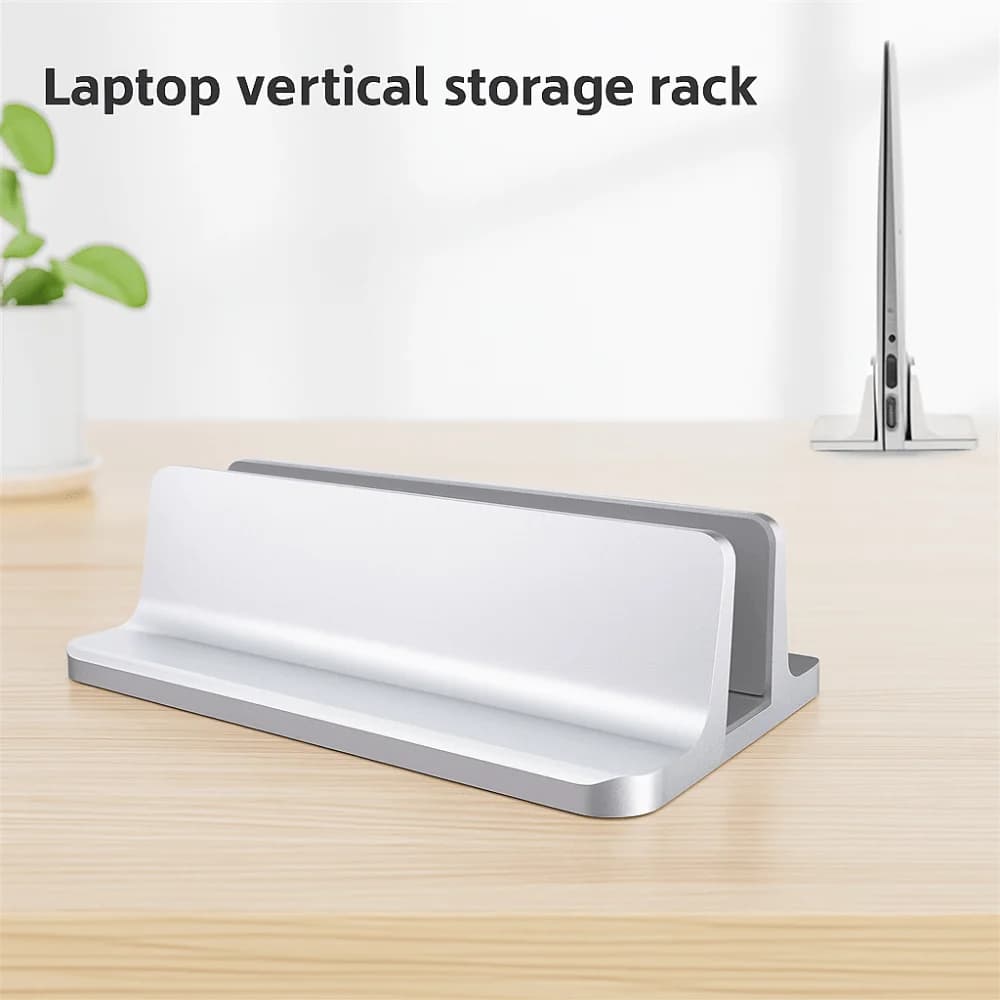 Supporto Verticale Salvaspazio per Laptop, Regolabile, Antiscivolo, in Alluminio, Antiruggine, Stabile, per Desktop e Casa