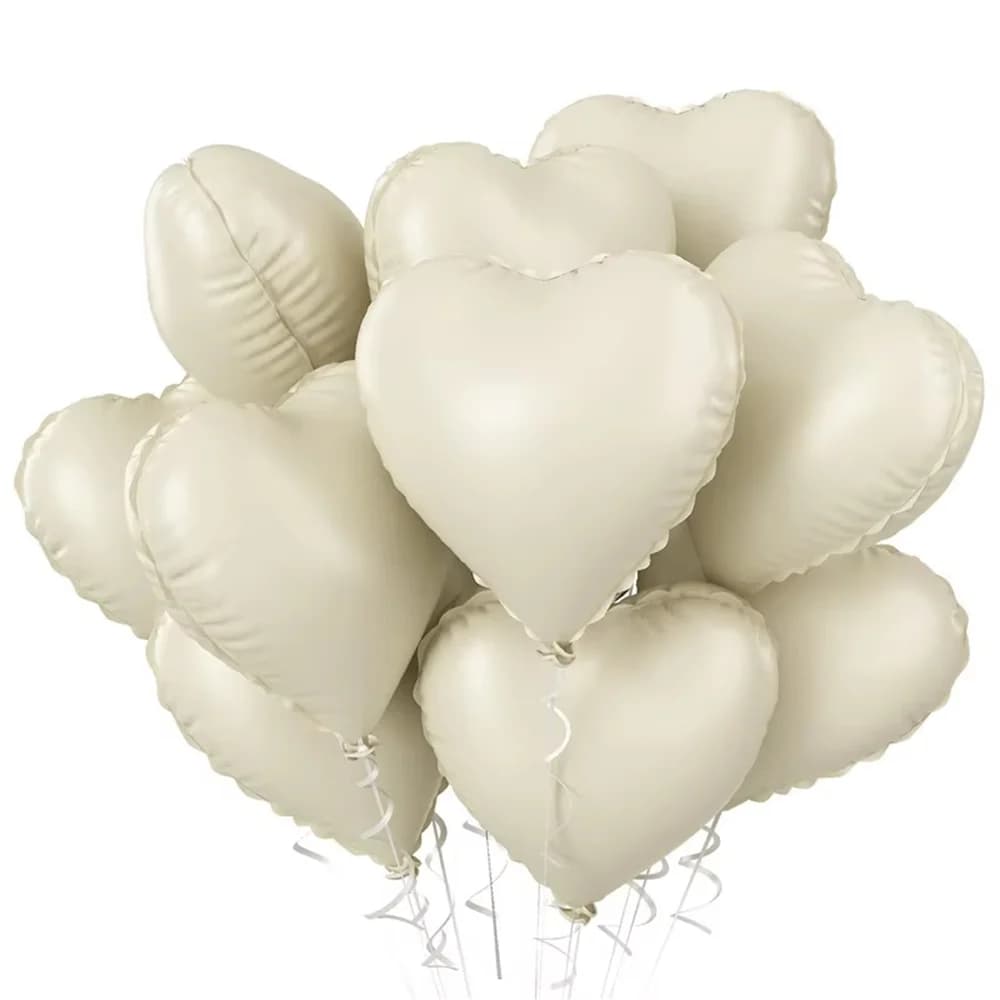 10Pcs 18inch Heart Shape Foil Balloons Set Coffee Caramel Heart Foil Balloons for Engagement Brithday Baby Shower Wedding Decor