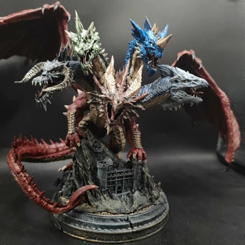Dungeons & Dragons: Statua Modello 3D Stampato Finito del Drago a Cinque Teste Tiamat, per Gruppi di Gioco e Wargame di Grandi Dimensioni
