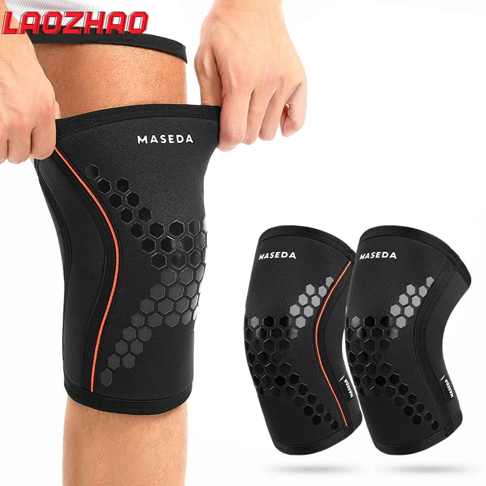 1 pz ginocchiere da 7 mm per sollevamento pesi e powerlifting - Supporto per compressione al ginocchio ad alte prestazioni per squat, sport (uomo donna)