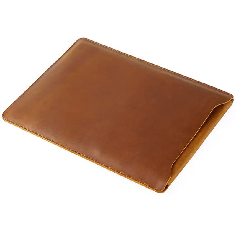 AIGUONIU Nuova custodia per laptop in pelle di vacchetta Custodia per laptop in vera pelle per MacBook Pro da 12 "13" 14 "