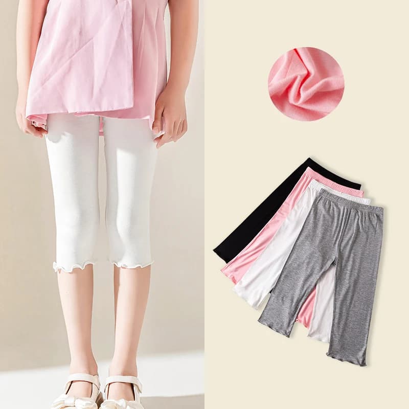 Leggings estivi ultra sottili ed elasticizzati per bambine da 1-3, 3-5 e 5-7 anni, stile bambino, slim fit, lunghezza 7/8.