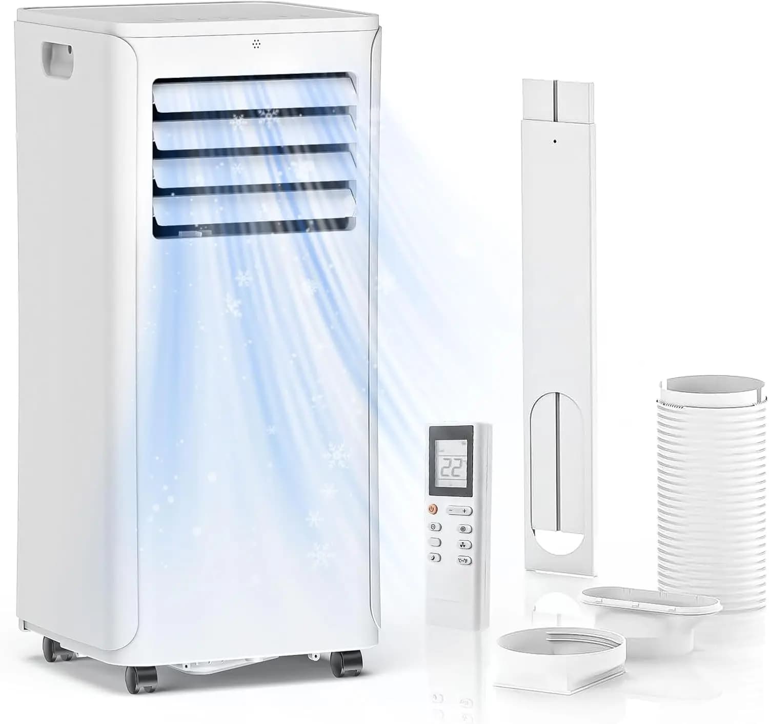 Portable AC Unit 12,000 BTU, 3-in-1 Cooler with Dehumidifier, Fan, and Air Conditioning Modes, Covers Up to 550 Sq Ft, 24-Hour Timer, Remote Control, Window Kit Included