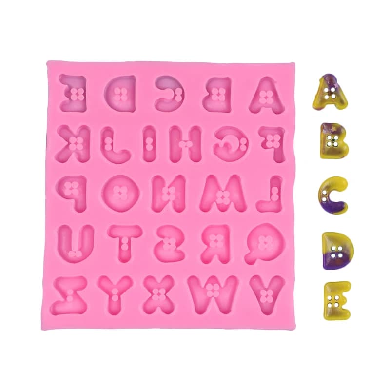 Bottone Capital Lettere dell'alfabeto Stampo in silicone Decorazione di torte Cioccolato Fondente Caramelle Cupcake Topper Pasta di gomma Stampo in argilla polimerica