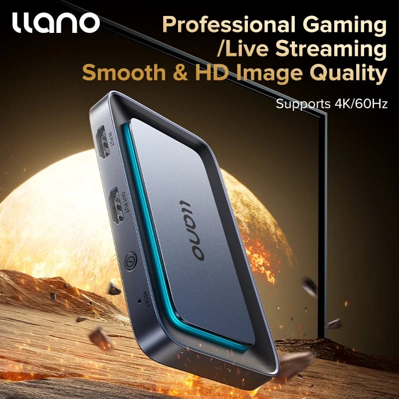 Scheda di acquisizione video Llano Professional HDMI Live Stream Switcher 4K 60HZ per streaming podcasting compatibile con PS5 Xbox Phone