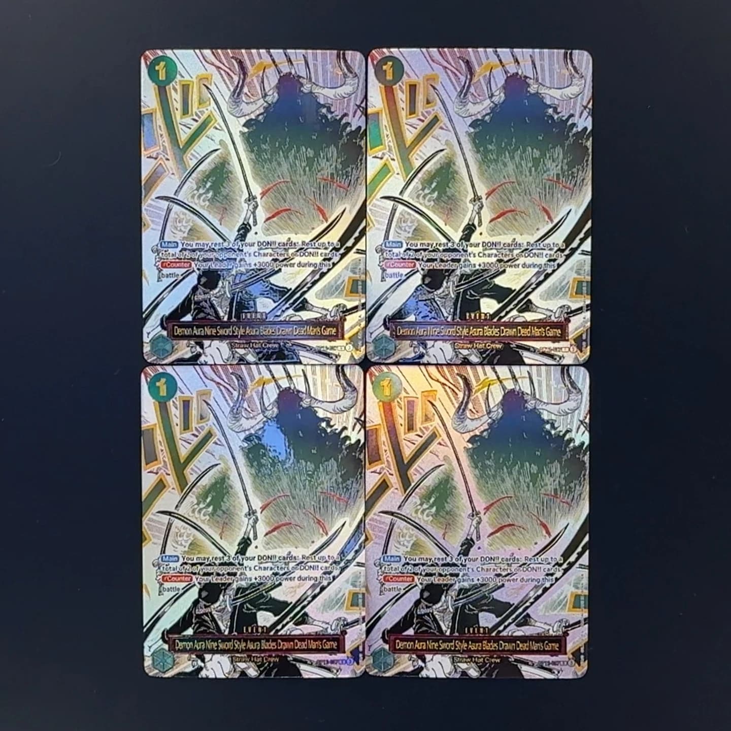 One Piece TCG OPCG Carta da Gioco in Inglese Dead Man Grean Zoro Event OP12-037 Carta Foil Testurizzata Carte Collezionabili Anime