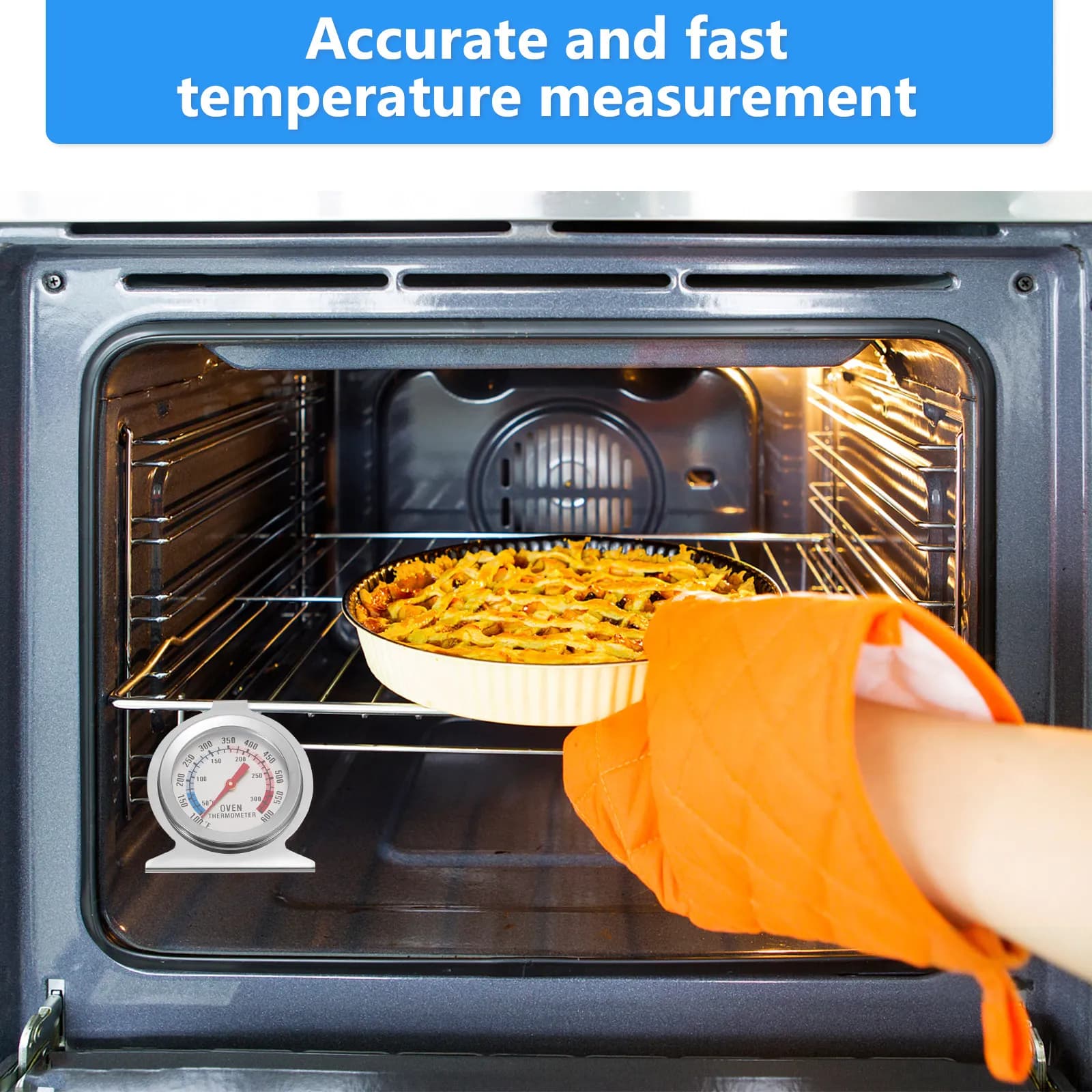 Termometro da Forno Digitale in Acciaio Inossidabile per Cucina, Cottura, Barbecue, Tacchino, Grigliate, Olio, Acqua e Temperatura degli Alimenti
