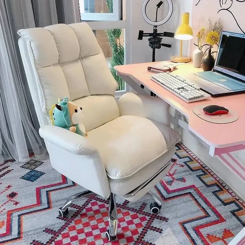 Sedia da gaming ergonomica girevole in pelle PU rosa NUOVA per casa, ufficio, camera da letto, divano, poltrona, mobili