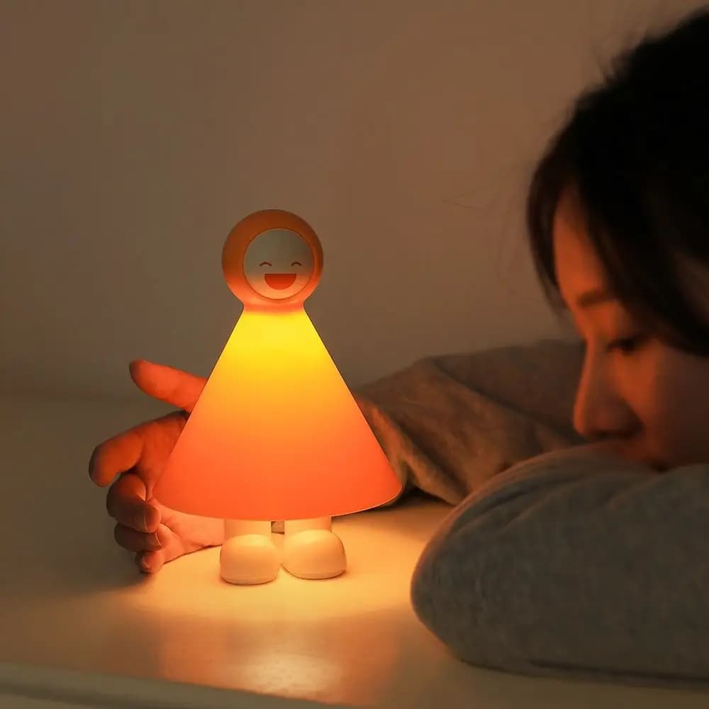 Soffused Light Portable Table Lamp, Decorative, Smiling Spaventapasseri Shape, ABS Rechargeable Night Light