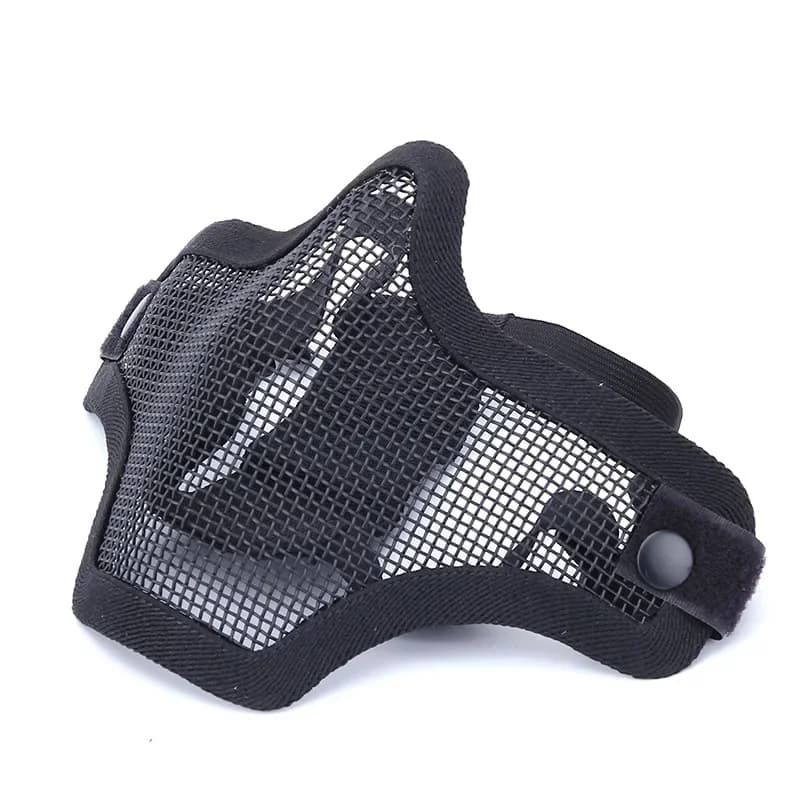 Tactical mask in steel wire mesh, half face, paintball protective, camouflage, for hunting and airsoft