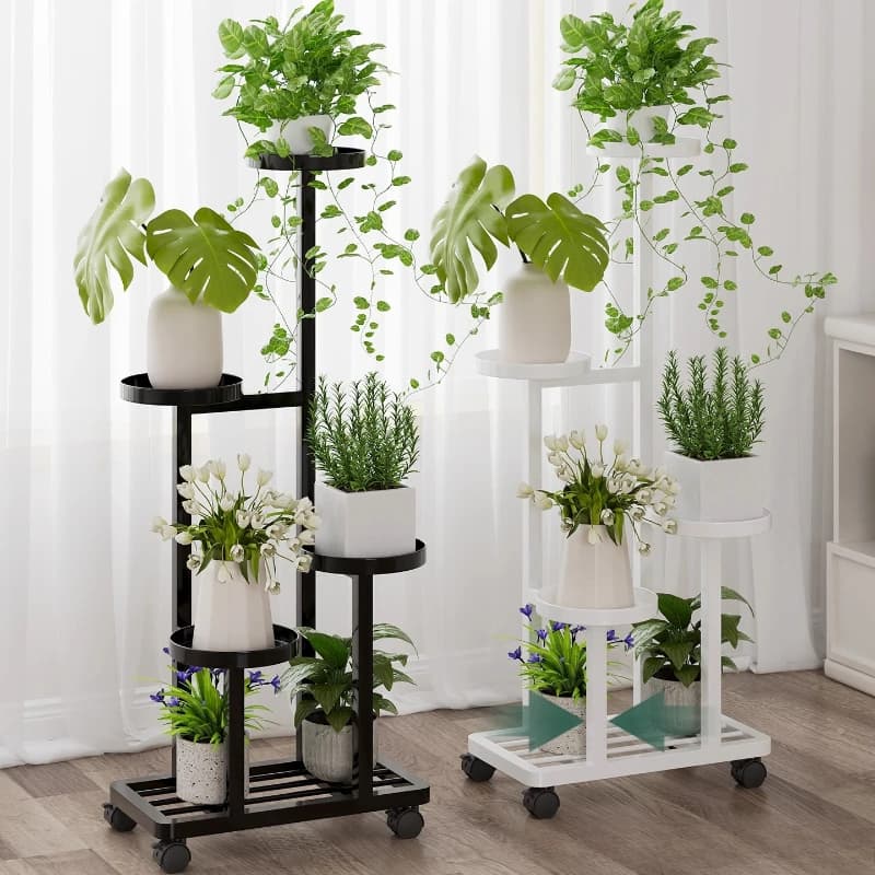 Supporto per piante da terra Scaffale per fiori in ferro multistrato per soggiorno Espositore mobile per piante grasse Organizzatore moderno per balcone