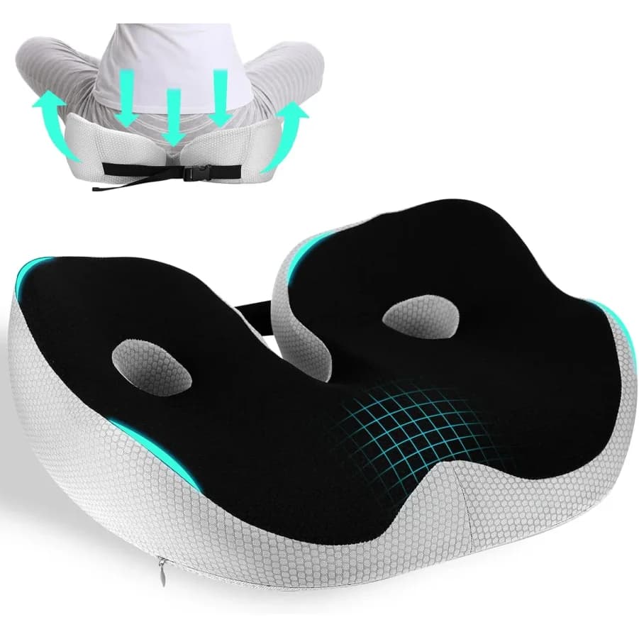 1 cuscino ortopedico in memory foam, cuscino ergonomico per il coccige, larghezza del cuscino regolabile, per ufficio, auto