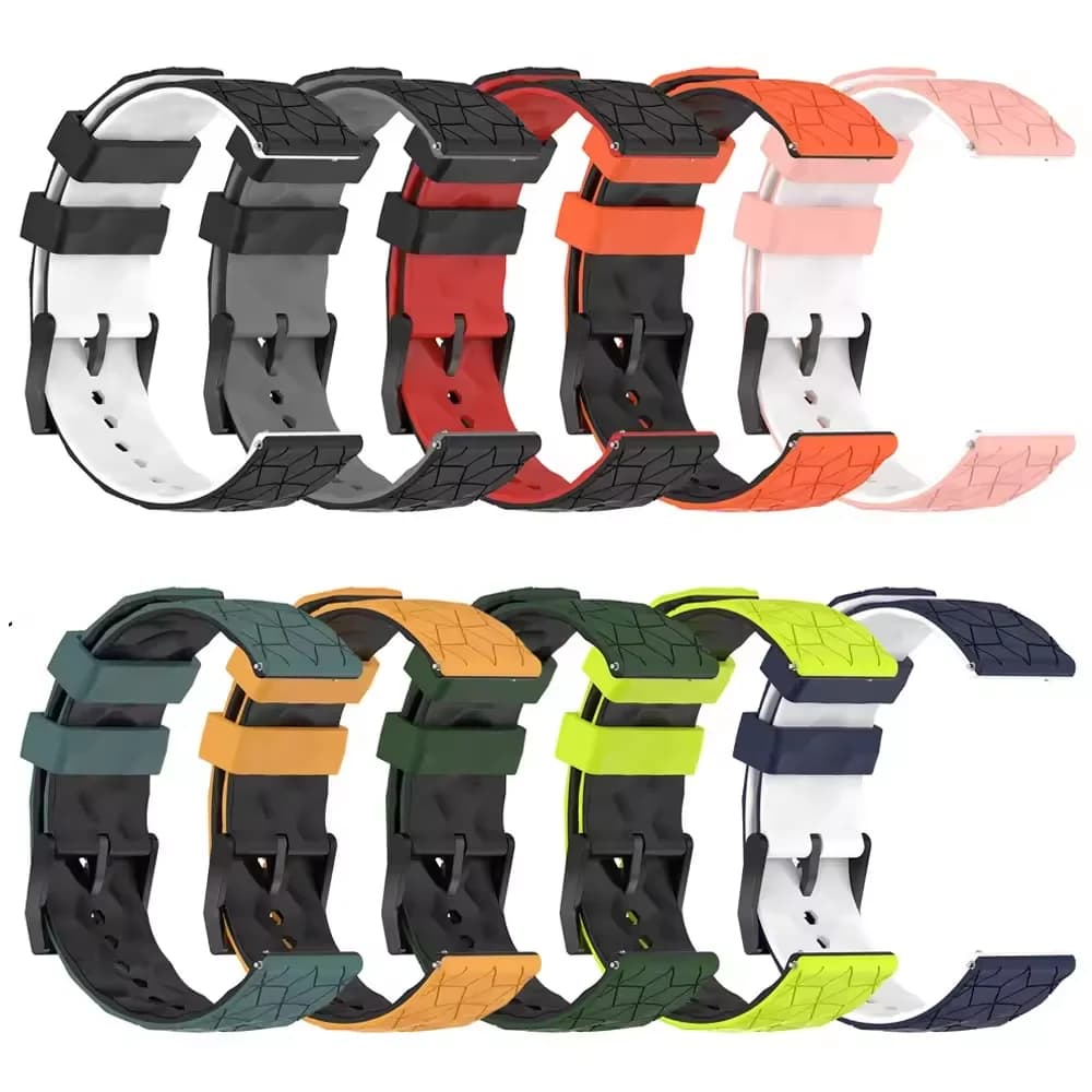 Cinturino in silicone modello calcio 22mm 20mm per Garmin Forerunner 55 165 265 965 255 955/Venu 3 2 Band per Garmin Vivomove Trend