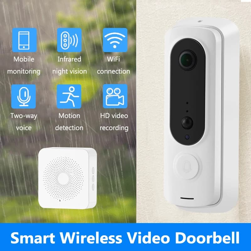 Campanello video WiFi 2.4G 1080P HD Smart Outdoor Wireless Citofono bidirezionale Rilevazione movimento PIR impermeabile Campanello per telecamera wireless