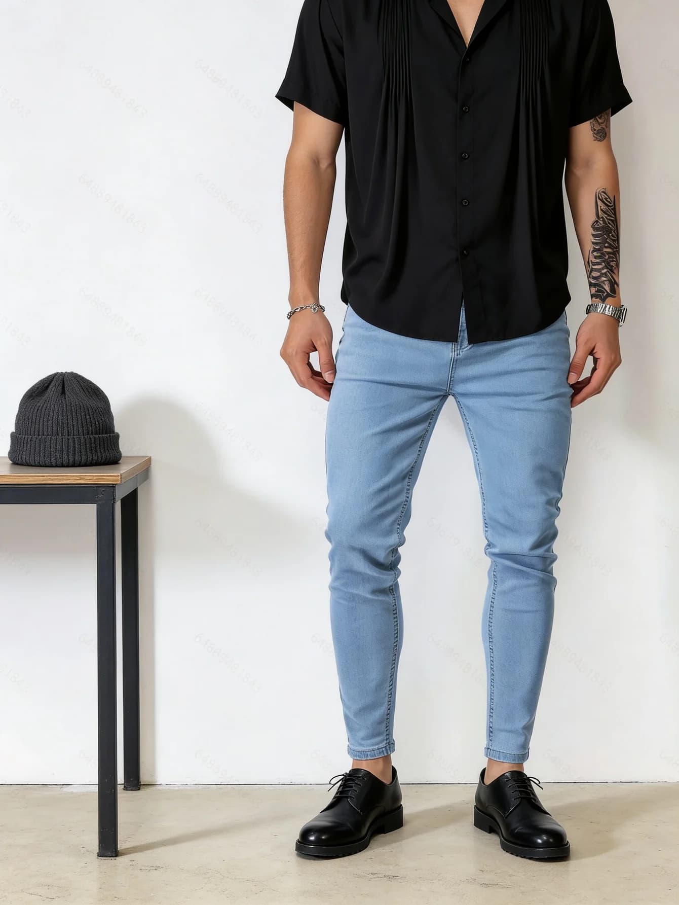 Blue Y2k Drip Original Slim Jeans For Men Unisex Street Denim Pants - No accessories or belts included