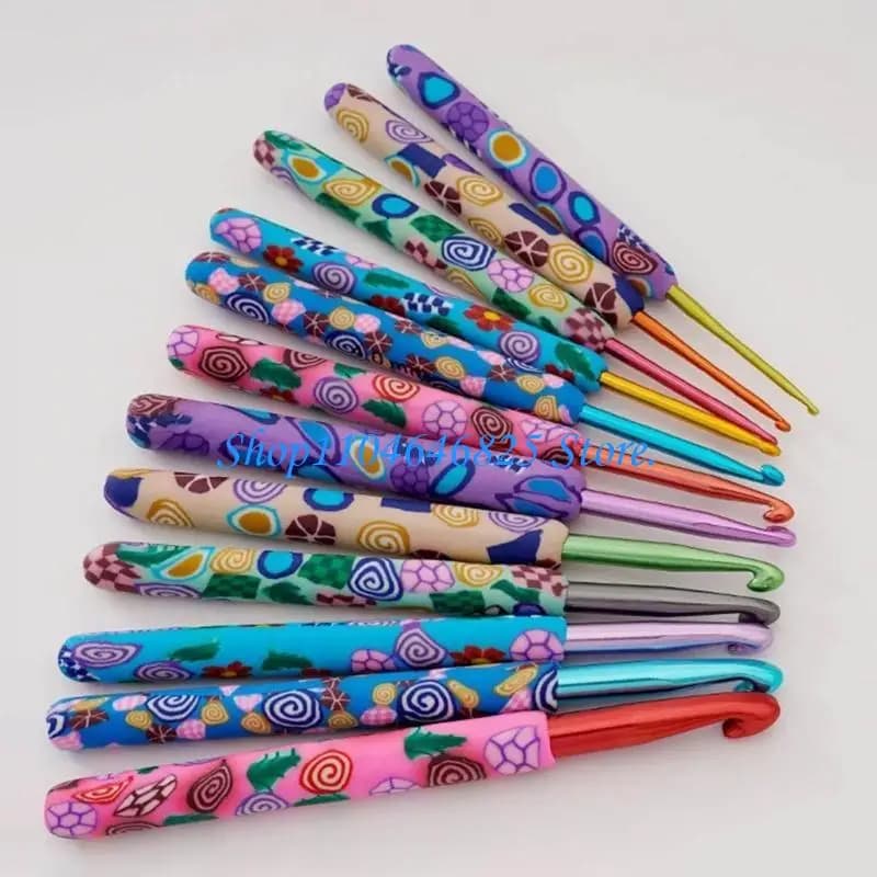 12 Pieces 2.0mm-8.0mm Crochet Hook Set Colorful Knitting Needle Ergonomical Crochet Needle Crochet Accessories