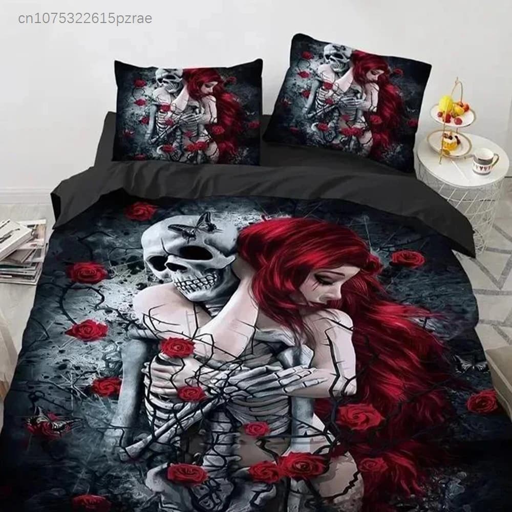 Skull Vintage Sugar Skull Girl Bedding Set 3D Printed Suitable For Bedroom Duvet Cover Set With Pillowcases Kids Home Textile