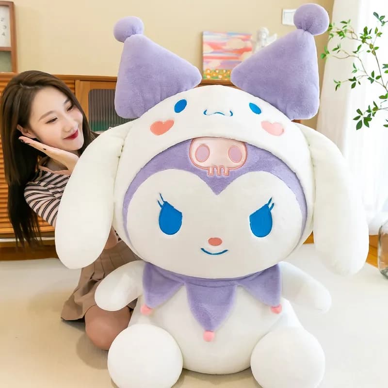 SanrioTransformation Kuromi Cinnamoroll bambola di peluche di grandi dimensioni Kawaii Plushies morbido peluche cuscino bambini ragazze regalo di compleanno