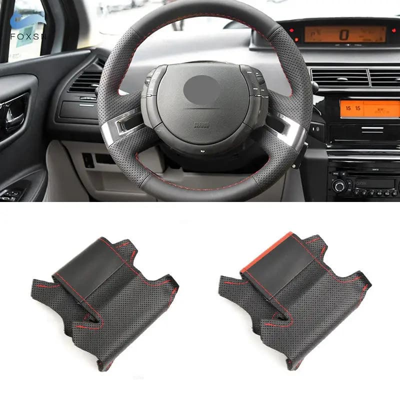 Coprivolante per Auto Citroen C4 Picasso 2007-2013, in Pelle Microfibra Perforata Nera