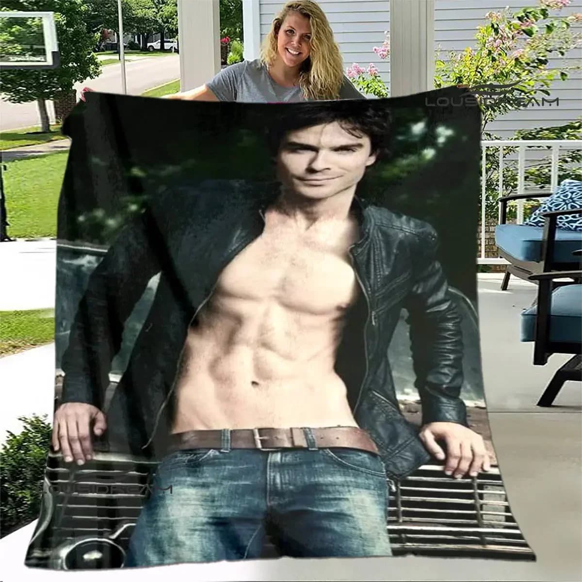 The Vampire Diaries Damon Salvatore coperte in flanella calda, coperte da picnic, coperte da viaggio, rivestimenti per letto, regalo di compleanno