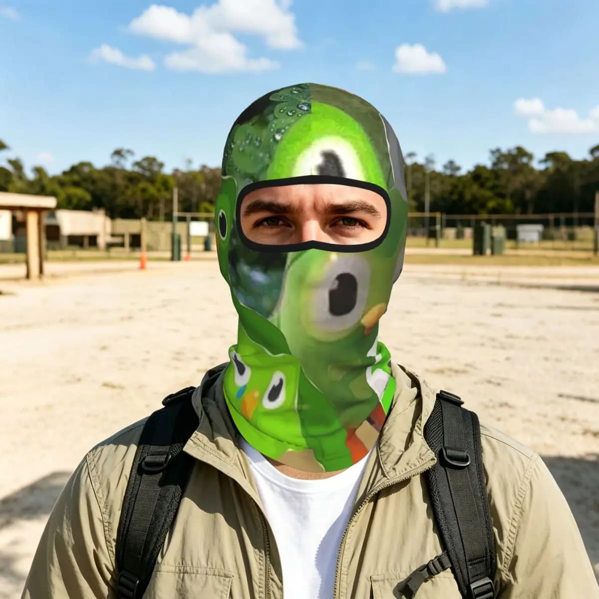 Duolingo Owl Duo Breathable Thin Balaclava Full Face Mask Sun Protection Neck Gaiter For Motorcycle Cycling Fishing Outdoor