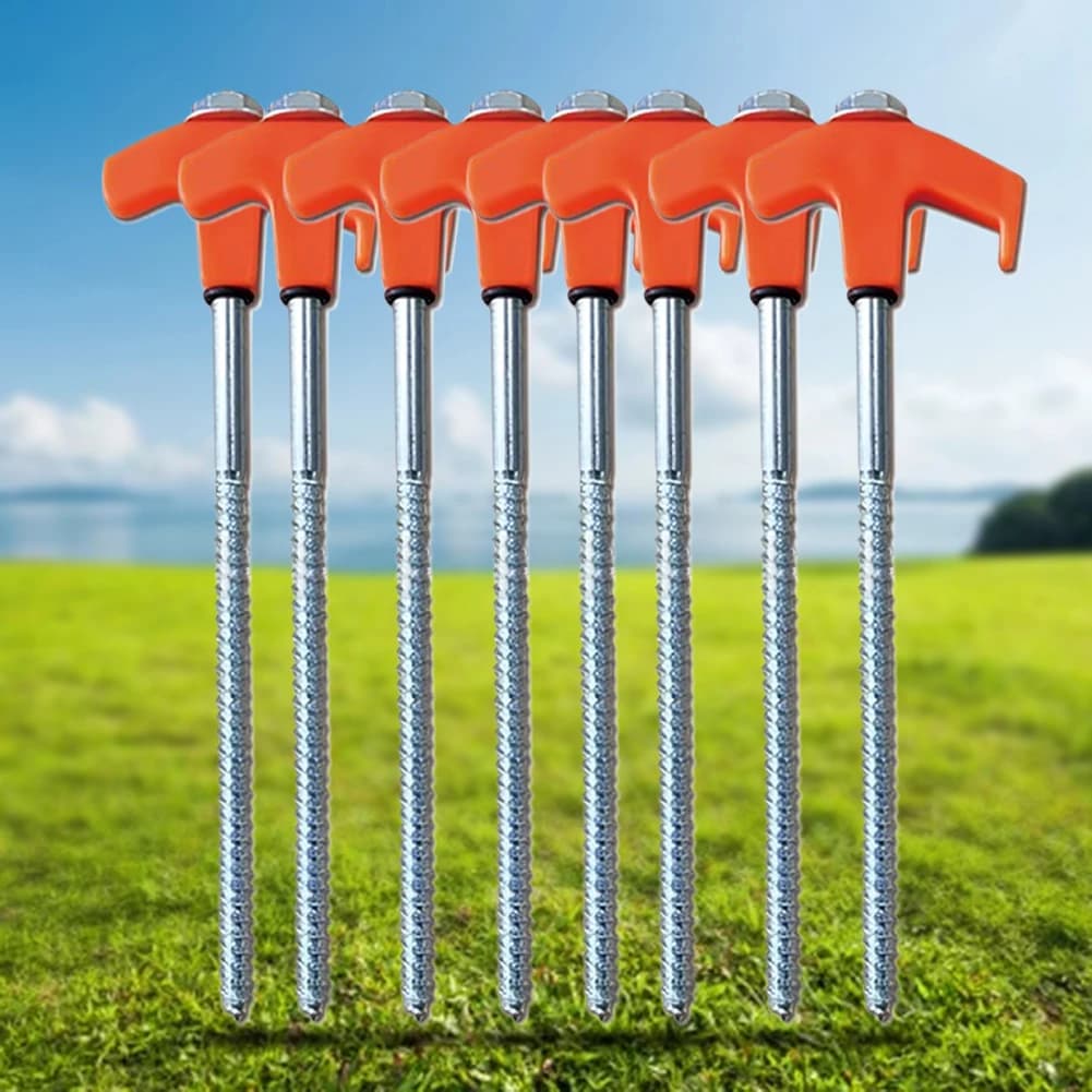 8Pcs Camping Pegs Drill In with Hex Socket Heavy Duty Spiral Screw Stakes Ground Anchors Camping Stakes Tent Ground Nail