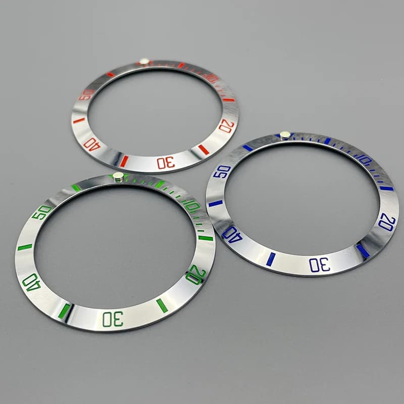 Inserto per ghiera in ceramica argentata lucida, inclinato, 38mm*30.6mm, accessori per orologi, compatibile con SKX007 SKX009 NH35 NH36, stile SUB.