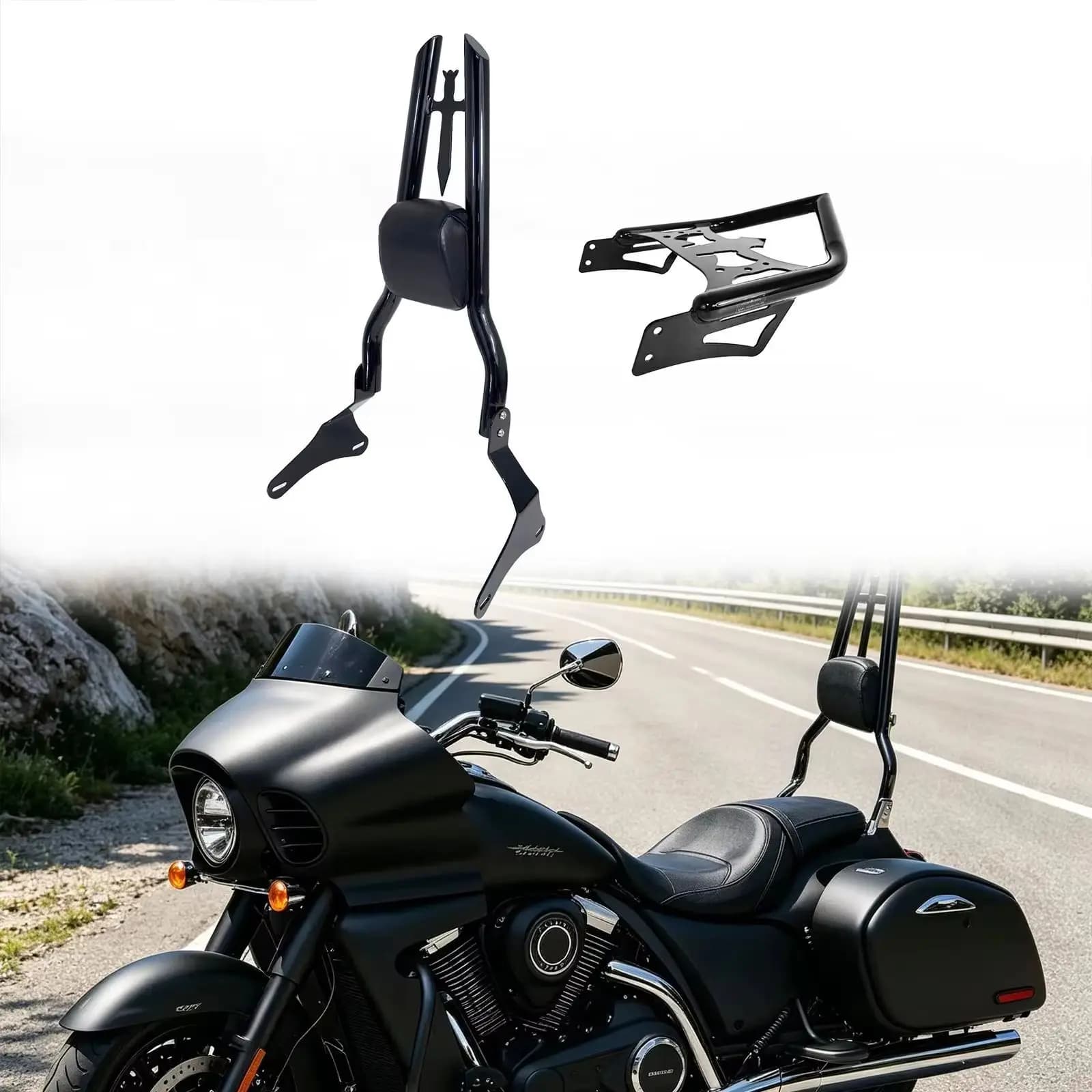 Detachable Motorcycle Backrest Passenger Sissy Bar & Luggage Rack For Kawasaki Vulcan VN 1700 Vaquero VN1700 Models 2011-2025