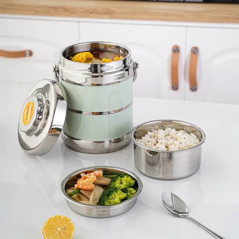Scatola per il pranzo isolata in acciaio inossidabile Contenitore per alimenti in acciaio da 1400 ml Scatola per il pranzo portatile durevole addensata per accessori da cucina per bambini adulti