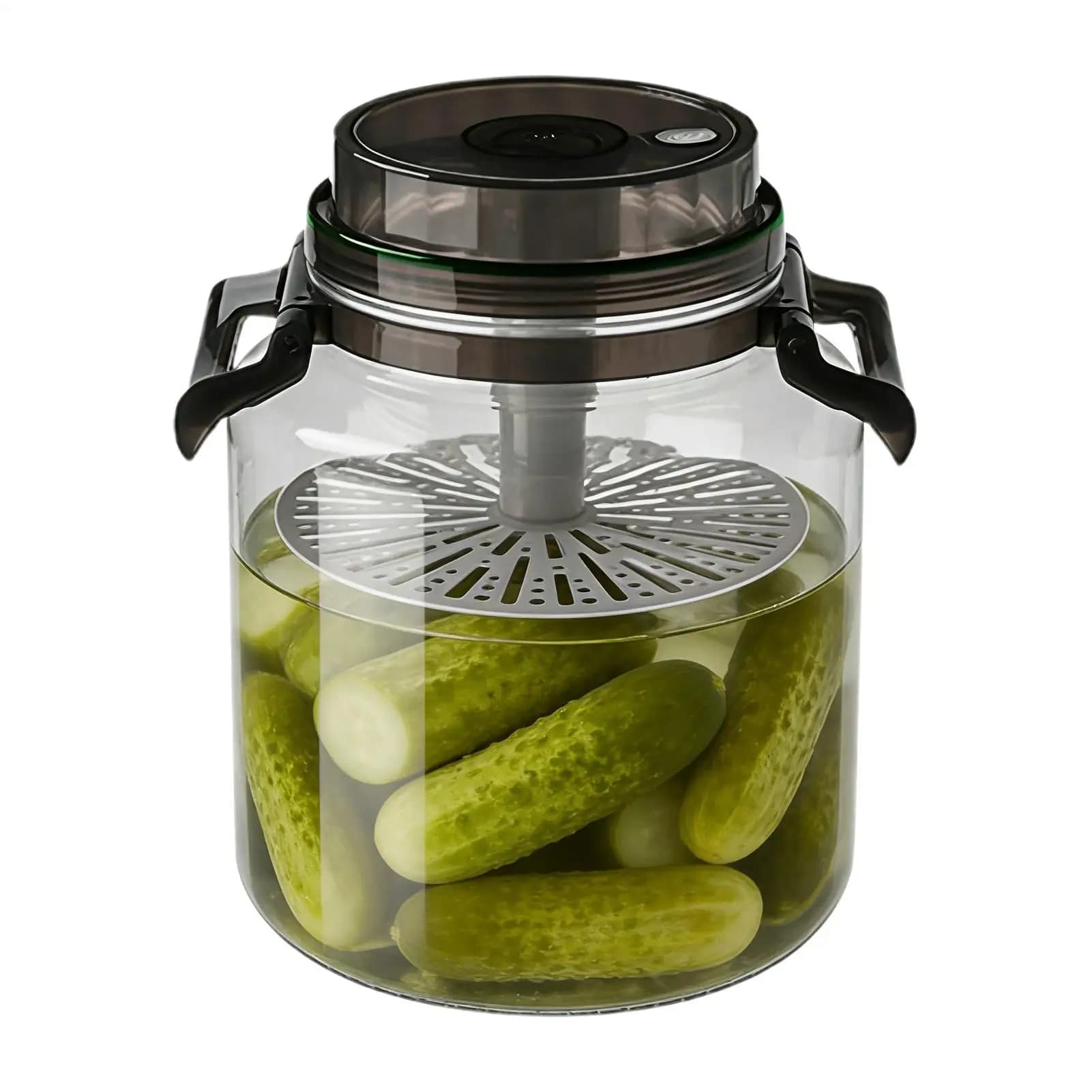 Pickle Jar 5L Airtight Round Storage Canister with Handle Pickle Container for Kitchen Pantry Counter Countertop Food Flour