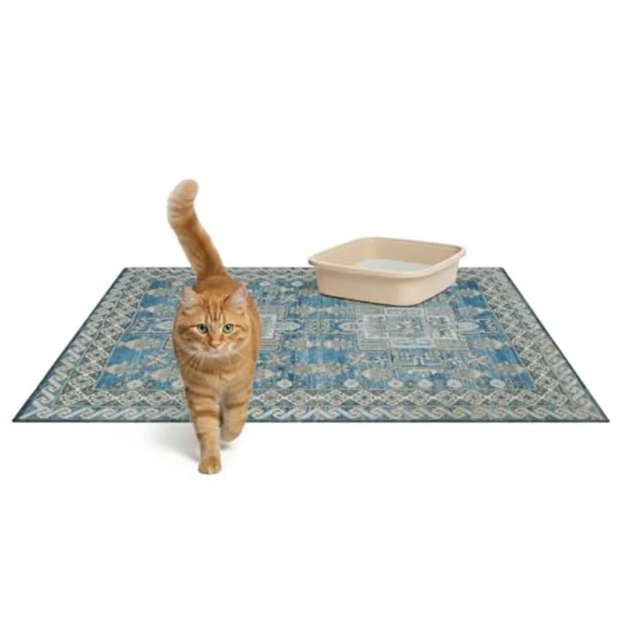 Tappetini per Lettiera Gatti - Grandi, Lavabili, Facili da Pulire, Antiscivolo, Impermeabili per Gatti da Interno - Controllo dello Sporco della Lettiera
