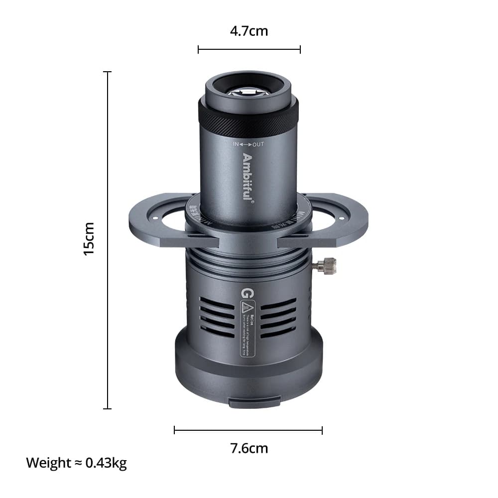 Accessorio per Proiettore Fotografico, Condensatore Ottico Conico Ambitful AL20 per Mini Bowens Godox Zhiyun INKEE
