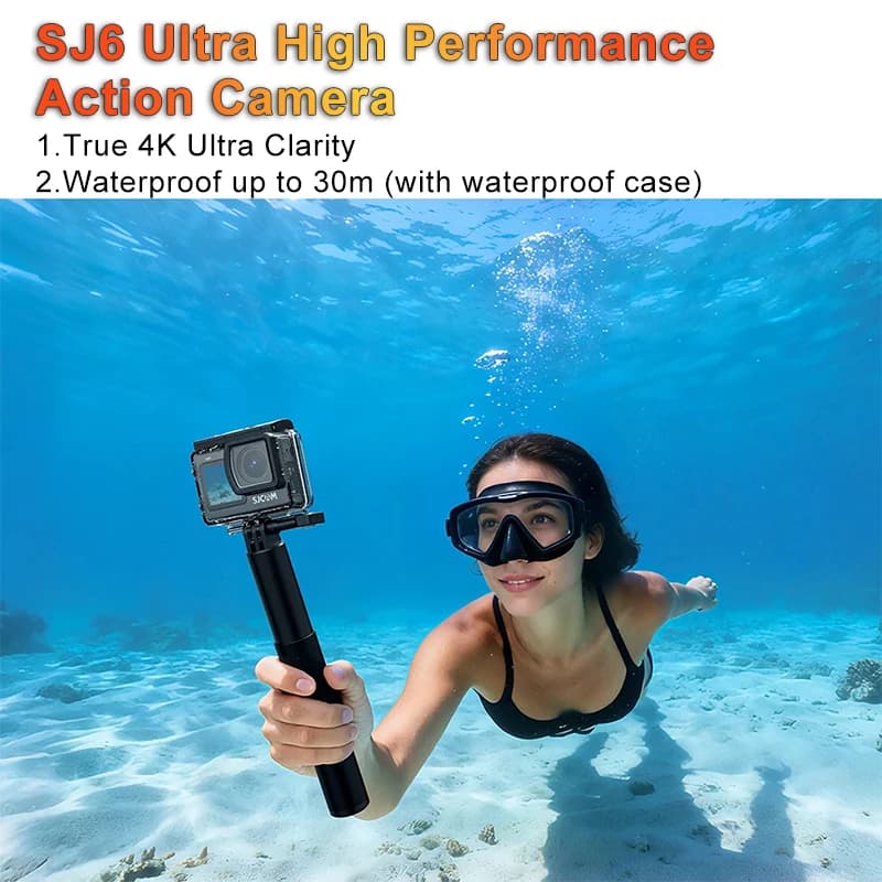 Videocamera d'Azione SJCAM SJ6 con Supporto Microfono Wireless a Lungo Raggio, Streaming Live, Anti-shake, 4K 30FPS, Registrazione Senza Schermo SM 2
