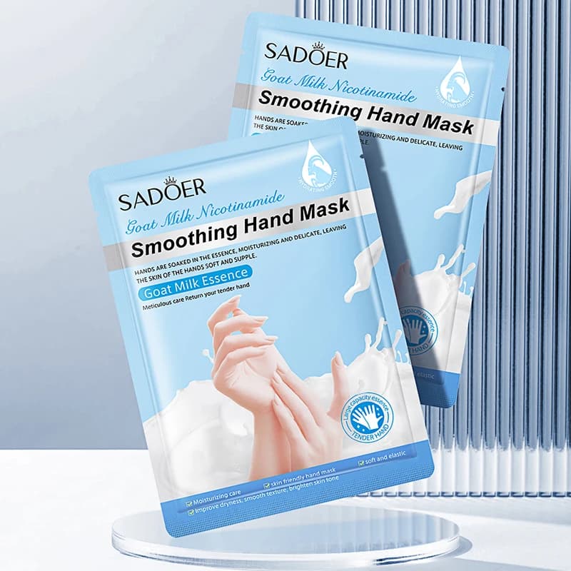 SADOER Maschera idratante per le mani al latte di capra Sbiancante Nutriente Anti-età Guanti idratanti per le mani Prodotti per la cura della pelle