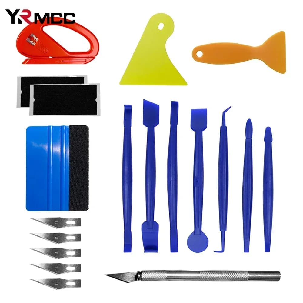 Kit di strumenti per avvolgere la pellicola per auto Spatola per pellicola in vinile Raschietto per vinile Taglierina Strumenti per avvolgere la tinta della finestra del veicolo Seccatoio per accessori per auto