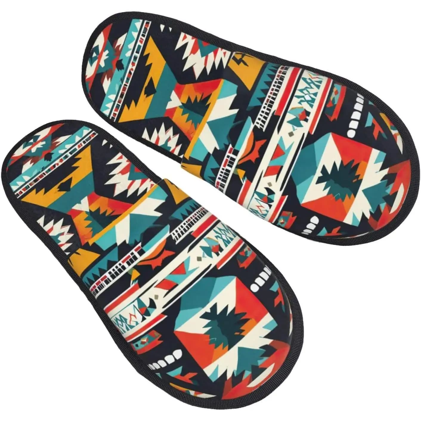 Autumn Winter Funny Slippers with Native American Pattern Print, Comfortable Home Shoes, Portable for Travel Gifts at Hotel for Women and Men
