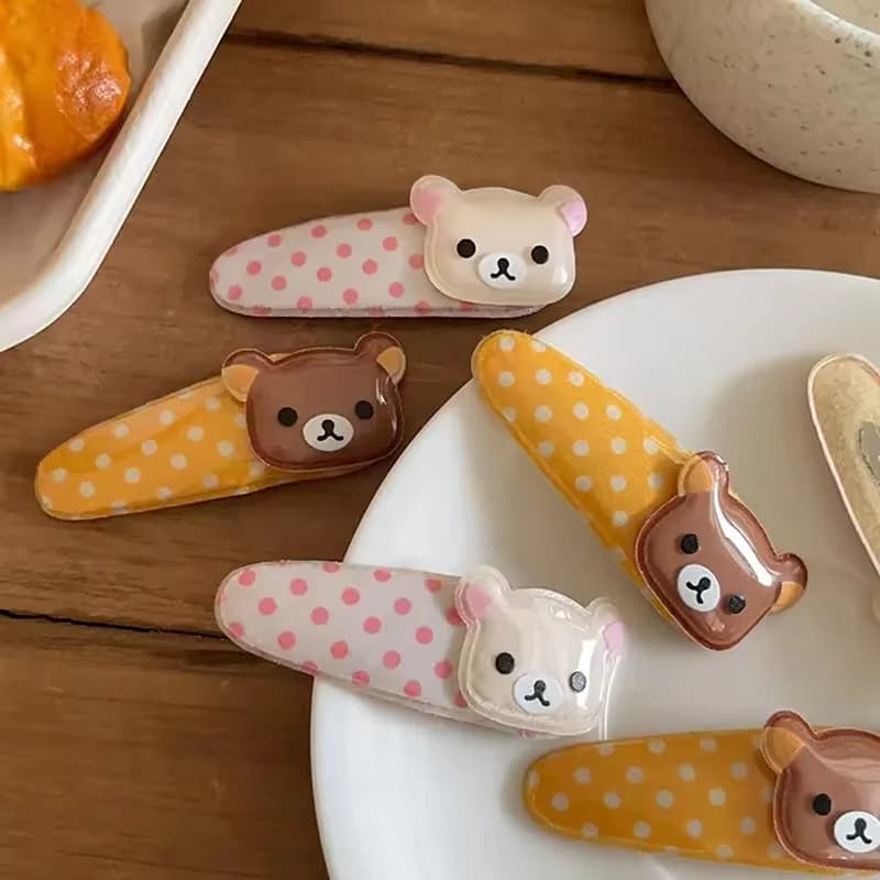 Kawaii Rilakkuma Bangs Clip laterale Cartoon Cute Wave Point BB Clip per capelli Dolce versatile forcina per capelli Regalo di compleanno