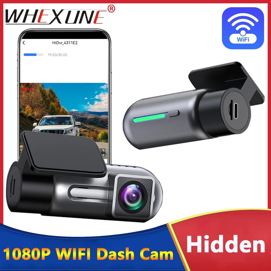 Dash Cam WIFI FHD1080P with Night Vision, Car Camera, Vehicle Video Recorder, Mini DVR for Interior, Black Box with APP Control