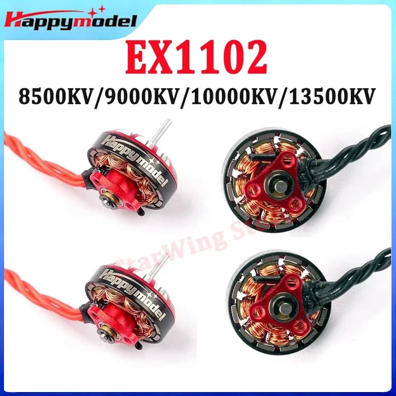 Set motore brushless HappyModel EX1102 da 4 pezzi 8500KV-13500KV 2-3S compatibile con Mobula7 HD 75mm 85mm per droni Tinywhoop