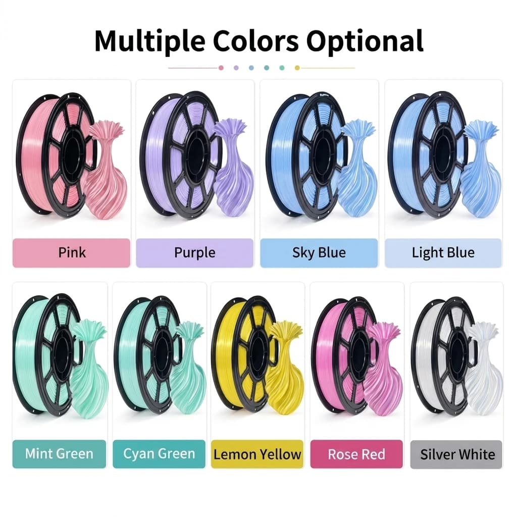 PLA Silk Filament 1KG 1.75mm 3D Printer Filament Macaron Colors Eco-Friendly Smooth Silk Shiny Easy Printing No Clogging