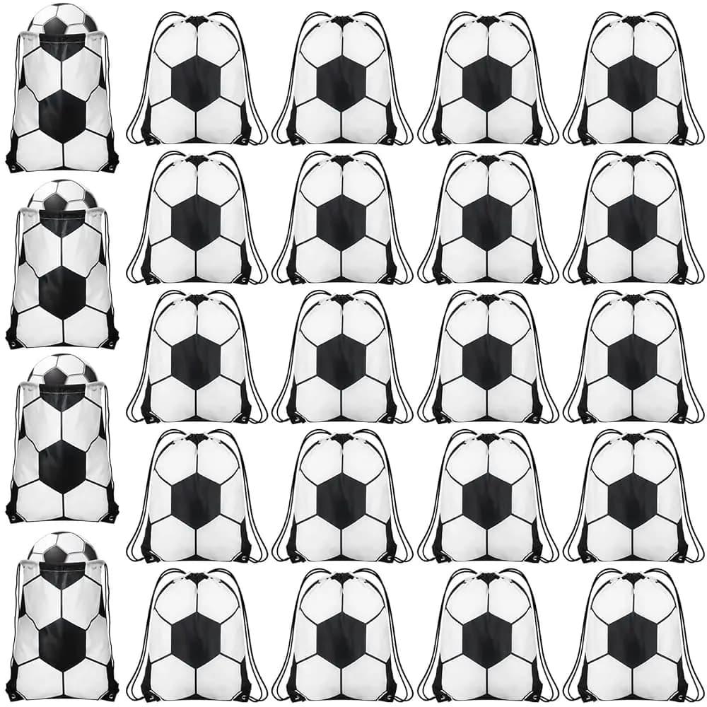 24 Sacchetti Regalo con Coulisse per Feste a Tema Calcio e Basket, Borse Sportive per Cheerleader, Forniture per Feste Sportive (Stile Calcio)