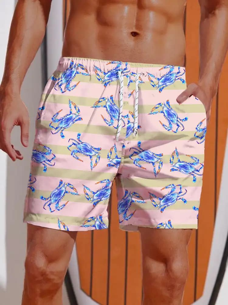 Pantaloncini da bagno da uomo 2026 con stampa 3D stile hawaiano, casual, con coulisse, traspiranti, per l'estate