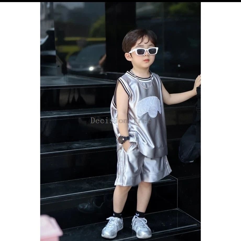2024 guys american sports basketball uniform set summer mid to large tank top shorts set two-piece classic kids suit