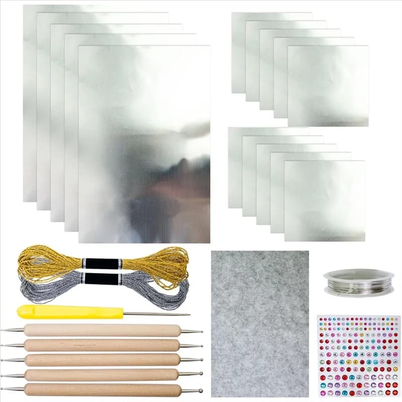 ABKS-Metal Embossing Art Kit-Shimmer Crafting Accessory, Artistic Project Kit, Handmade Design Set For-Scrapbooking A