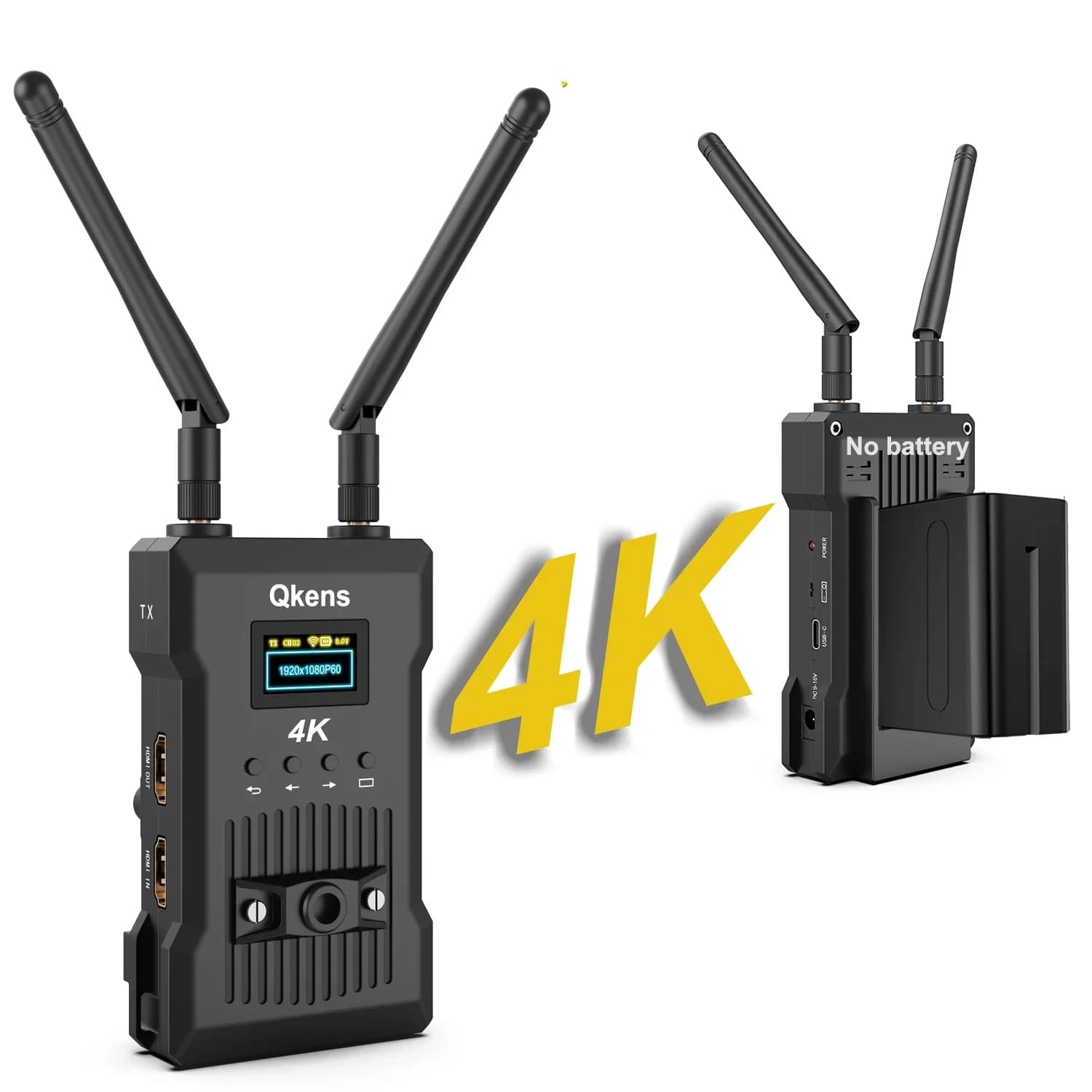 Trasmettitore e ricevitore video extender wireless HDMI 4K da 200 m Supporto batteria Videografo Fotografo Fotografo Fotocamera per PC Streaming live