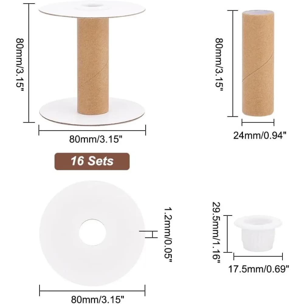 16 Sets Empty Paper Thread Spools Wire Weaving Bobbins Paper Sewing Spools Removable Empty Wire Spools for Yarn Cord Chain