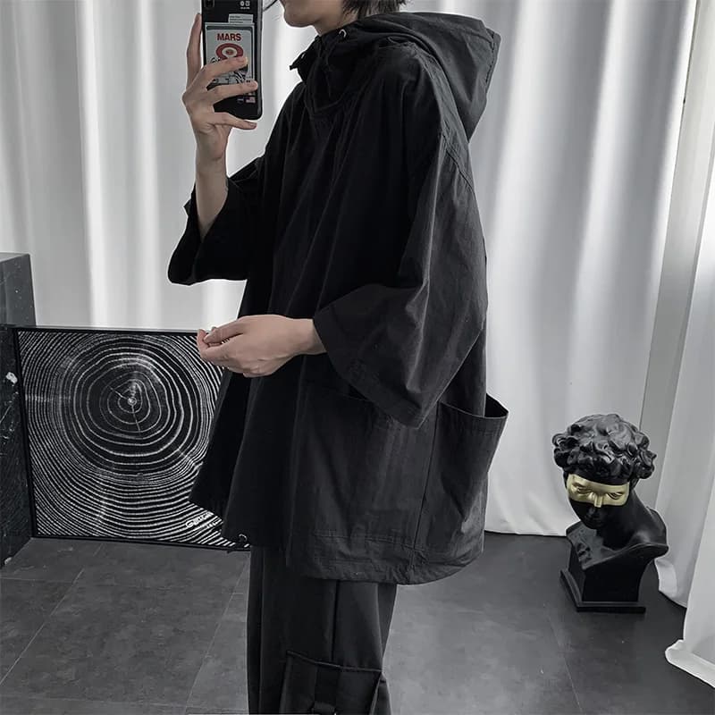 Summer Men's Short Sleeve T-Shirt Hooded Half Sleeve Sweatshirt Student with Hat Color Hoodie Men's Fashion Casual Loos...