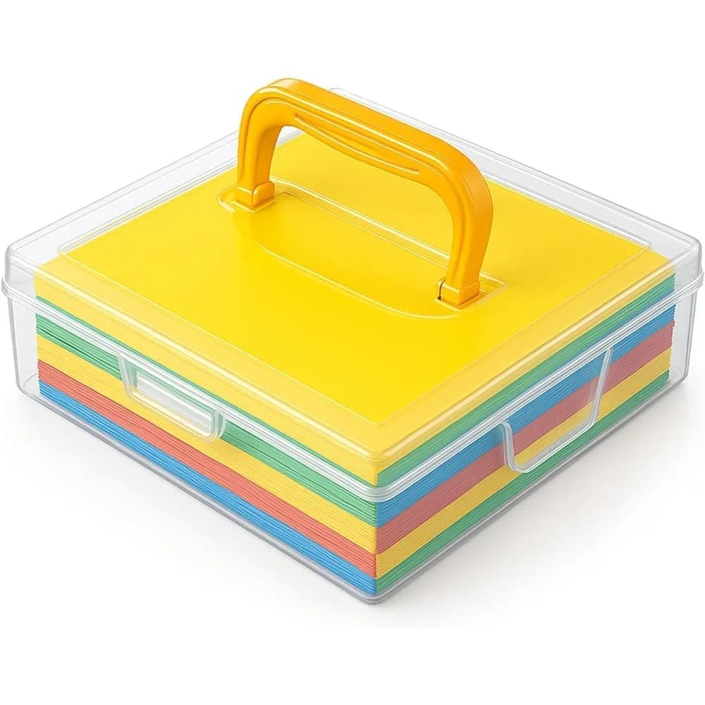 Origami Paper Storage Box, Fits 6-inch Folding Paper up to 400 Sheets, Clear Plastic Craft Organizer for Cardstock, Stamps, Sewing Kit Tools