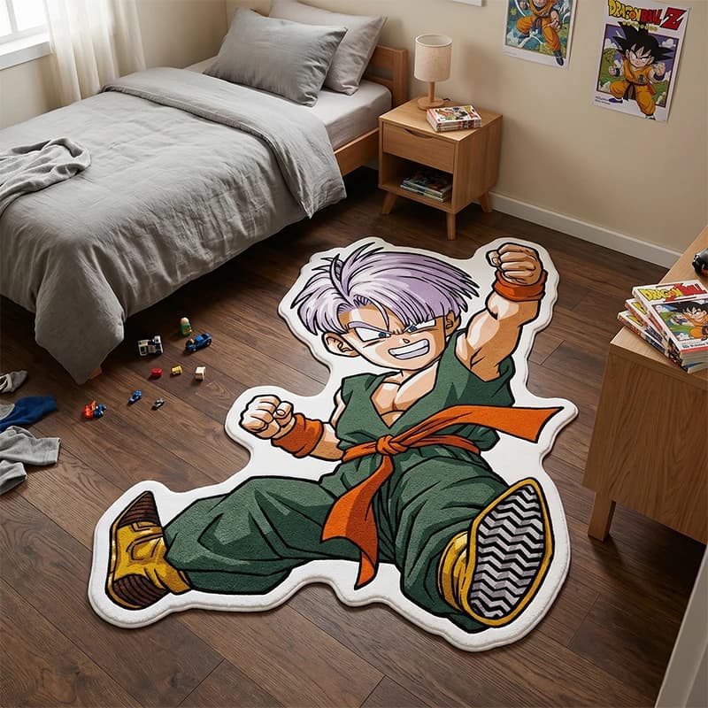 Tappeto a Forma di Kid Trunks di Dragon Ball, Tappetino Creativo Anime per Sala Giochi, Tappeto Irregolare per Camera da Letto